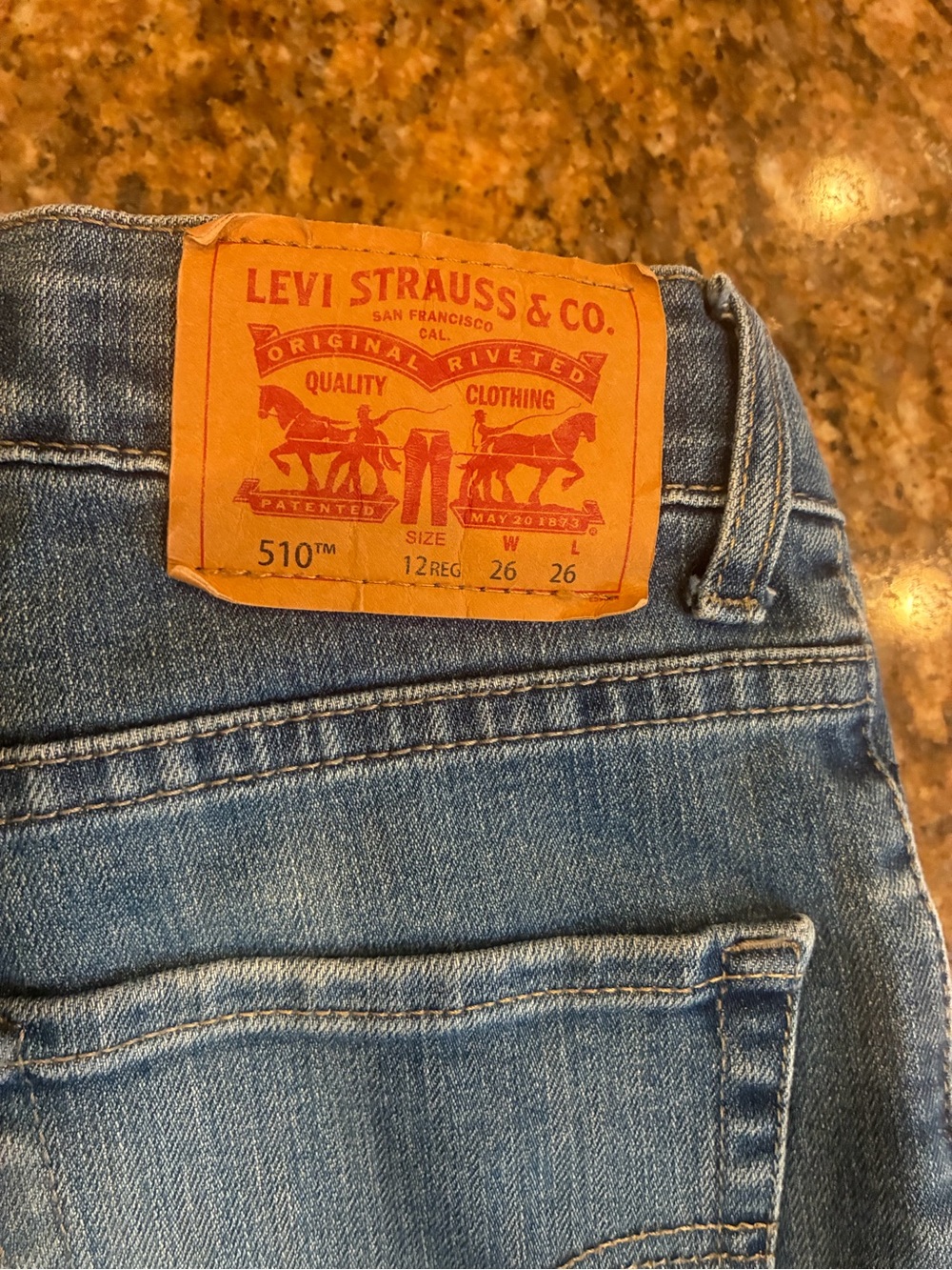 Levi's Women's 510 Skinny Jeans in Faded Blue with Orange Brand Patch